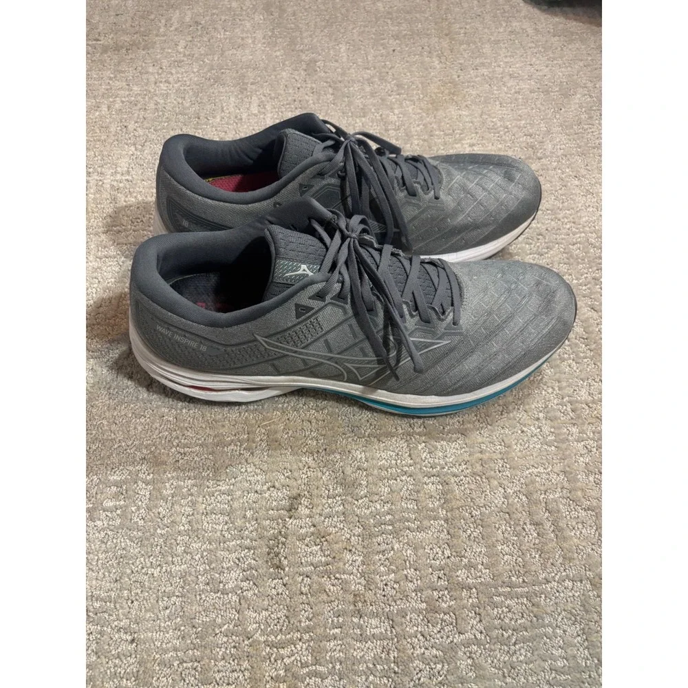 Mizuno Wave Inspire 18 Men's Running Shoes Grey Size 14 Wide‎